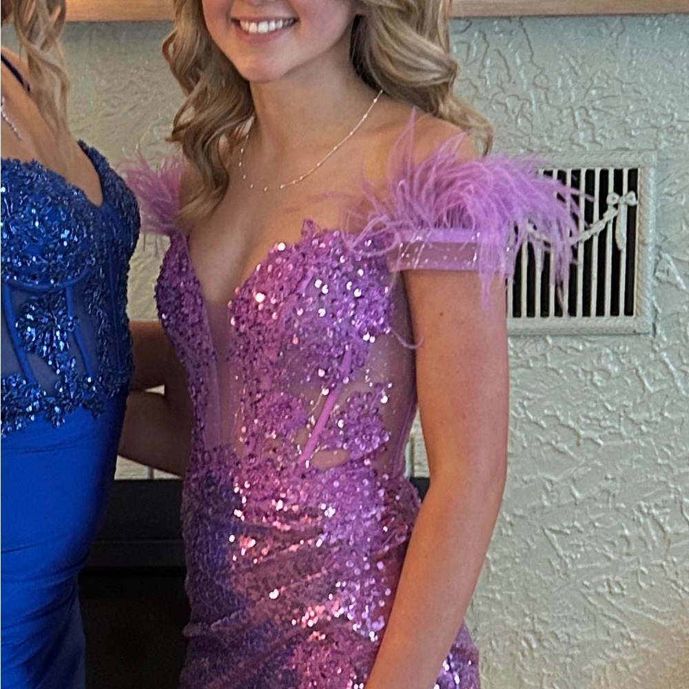 Elegant Purple Sequin Mini Dress